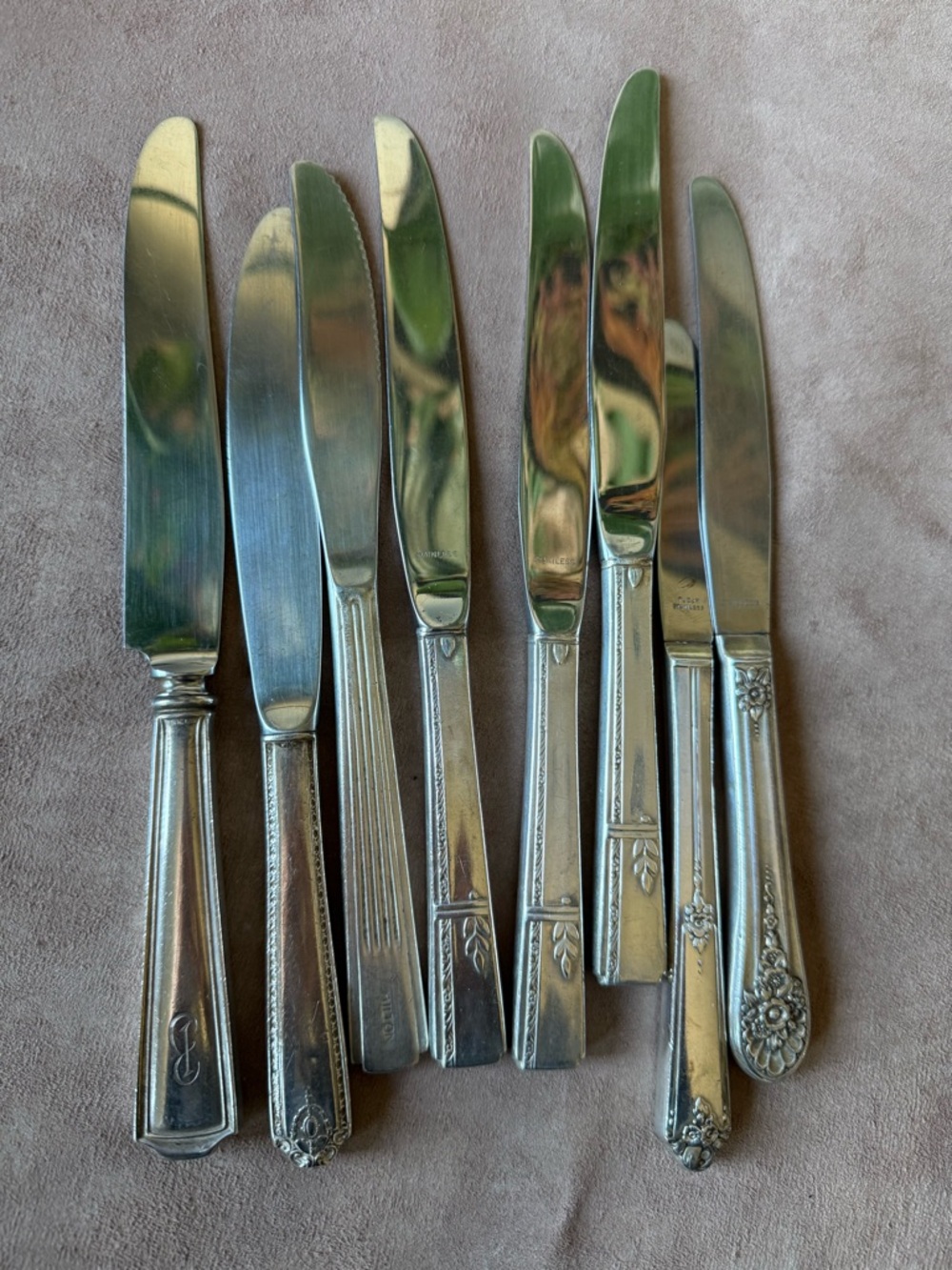 Vintage Silver Plate Knives 8 Pieces